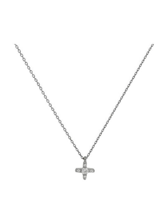 Katsigiannis Weißgold Kreuz 14K mit Kette
