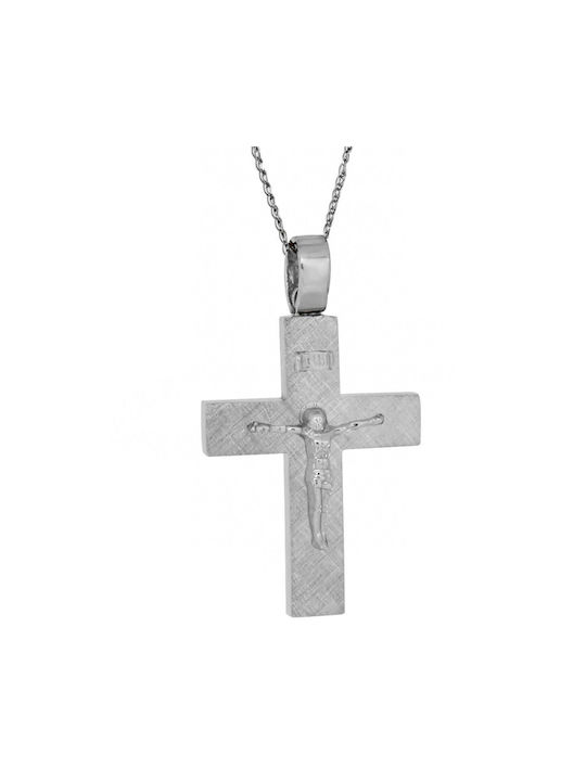 Katsigiannis Men's White Gold Cross 14K with Chain