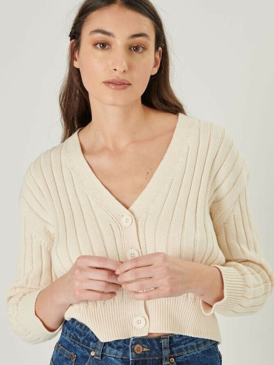 24 Colours Short Women's Knitted Cardigan with Buttons Beige