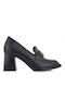 Tamaris Leather Pointed Toe Black Heels with Strap
