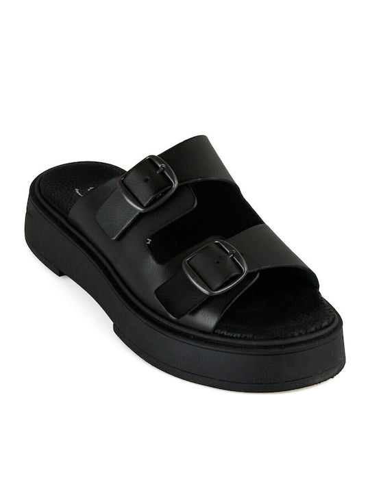 Silia D Leather Women's Flat Sandals in Black C...