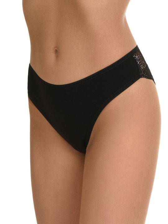 Miss Rosy Damen Slip mit Spitze Schwarz