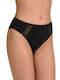 Miss Rosy Baumwolle Damen Slip mit Spitze Schwarz