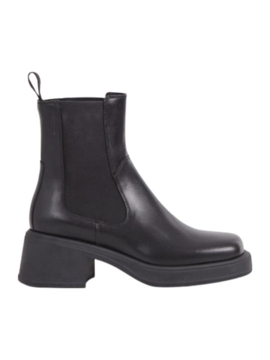 Leder Damen Chelsea Stiefeletten Schwarz