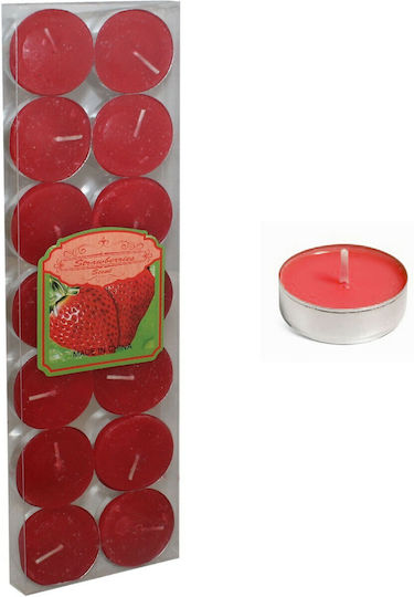 Dlx Scented Tealights Strawberry Red 14pcs