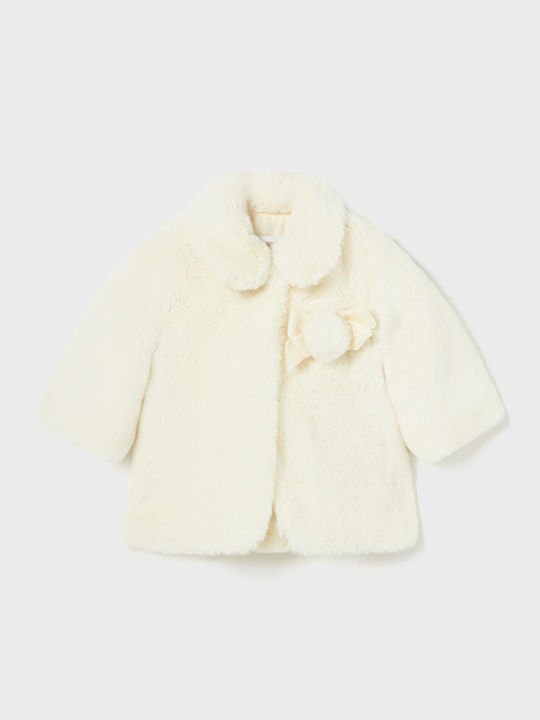 Kids' Fur Short with Hood Ecru
