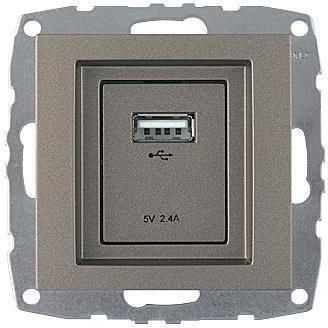 Mono Electric Χωνευτή Πρίζα με 1 Θύρα USB Χρυσή