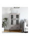 Floor-standing Living Room Display Cabinet made of Wood & Metal with Glass Gray 69.5x31x115cm