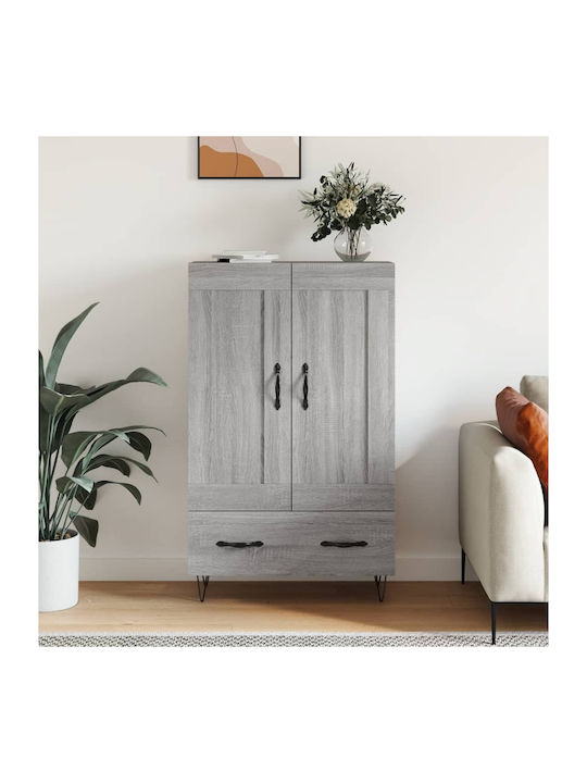 Wand Wohnzimmer Vitrine aus Holz & Metall mit Glas Gray 69.5x31x115cm