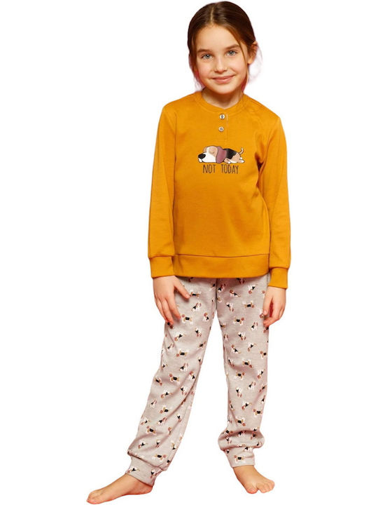 Noidinotte Set Top & Bottom Kids Winter Cotton Pyjamas Yellow