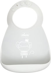 Chicco Monkey Αδιάβροχη Σαλιάρα Σιλικόνης με Τσέπη Γκρι για 6 m+ Chicco Monkey Αδιάβροχη Σαλιάρα Σιλικόνης με Τσέπη Γκρι για 6 m+