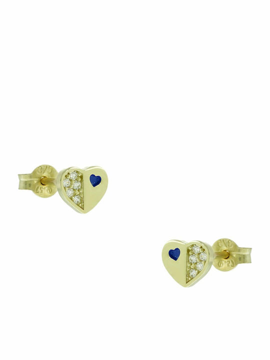 Mertzios.gr Kids Earrings Studs Hearts from Gold 9K