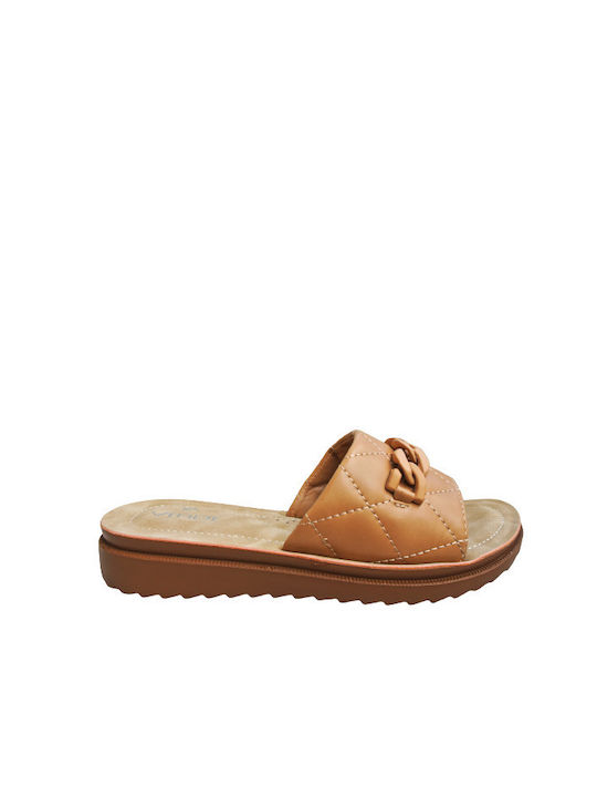 Verde Women's Flat Sandals Anatomic in Beige Color