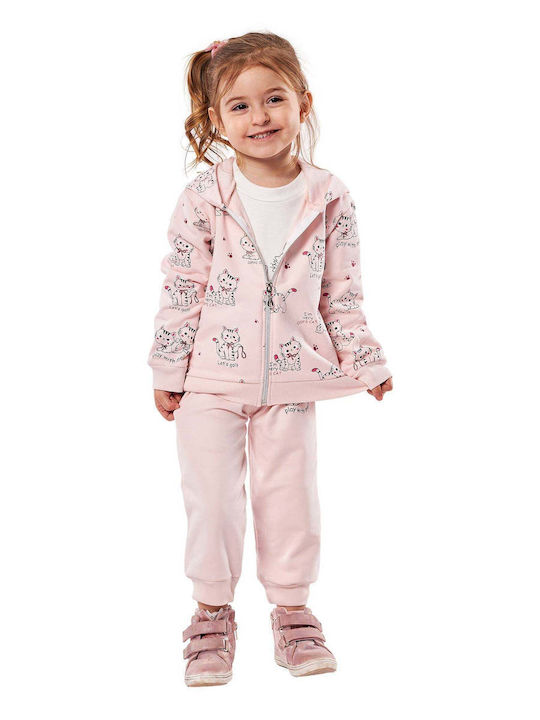 Εβίτα Kids Sweatpants Set Pink 3pcs