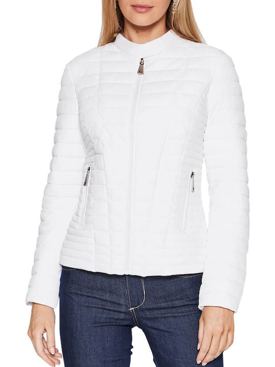 Guess Vona Kurz Damen Puffer Jacke Weiß