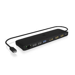 Icy Box Icy Box DK2116-C USB-C Stație de andocare cu HDMI/DisplayPort 4K PD Ethernet și conexiune 3 monitoare Negru