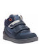 Anatomisch Lederne Kinderstiefeletten mit Klettverschluss Marineblau