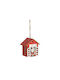 Hanging Ornament House Wooden Red Illuminated 5x7cm