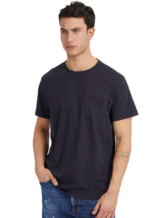 Guess Herren T-Shirt Kurzarm Marineblau