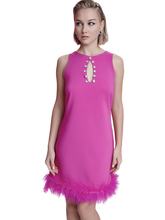 Dejavu Summer Mini Evening Dress Fuchsia