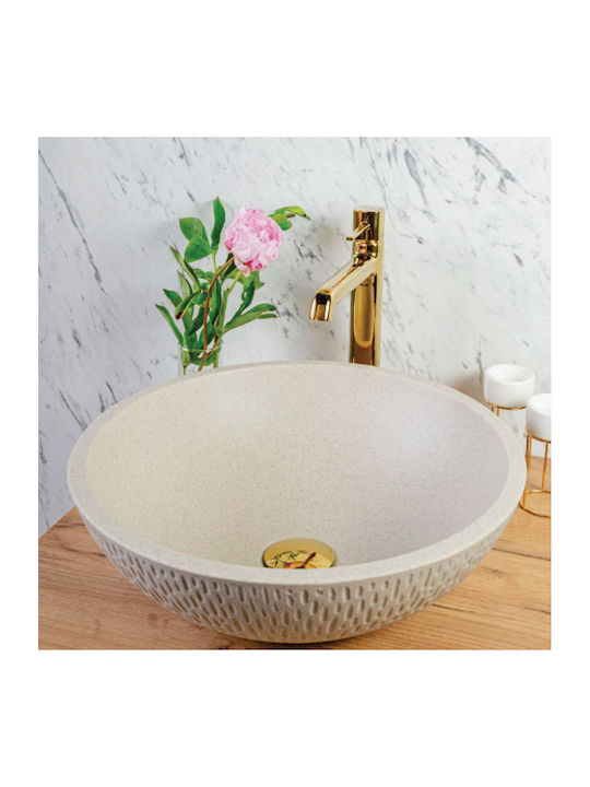 Icon Aufgesetztes Waschbecken Porzellan 41x41x13.5cm Beige