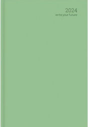 adBook SIMPLE Daily Agenda 2024 Green 17x25cm