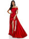 RichgirlBoudoir Sommer Maxi Kleid für Hochzeit / Taufe Satin Rot