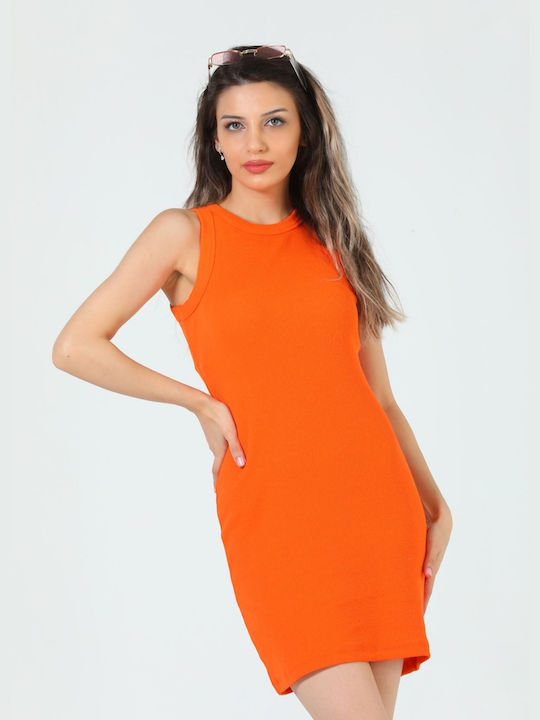 Concept Καλοκαιρινό Mini Φόρεμα Πορτοκαλί