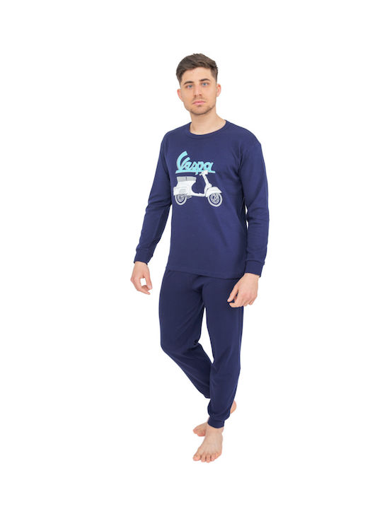 Nina Club Men's Winter Cotton Pajamas Set Blue