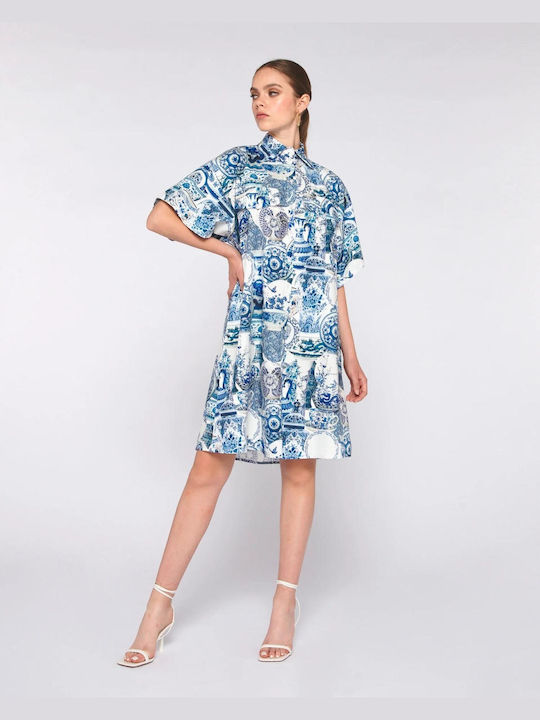 Silvian Heach DRESS Sommer Mini Hemdkleid Kleid Blau