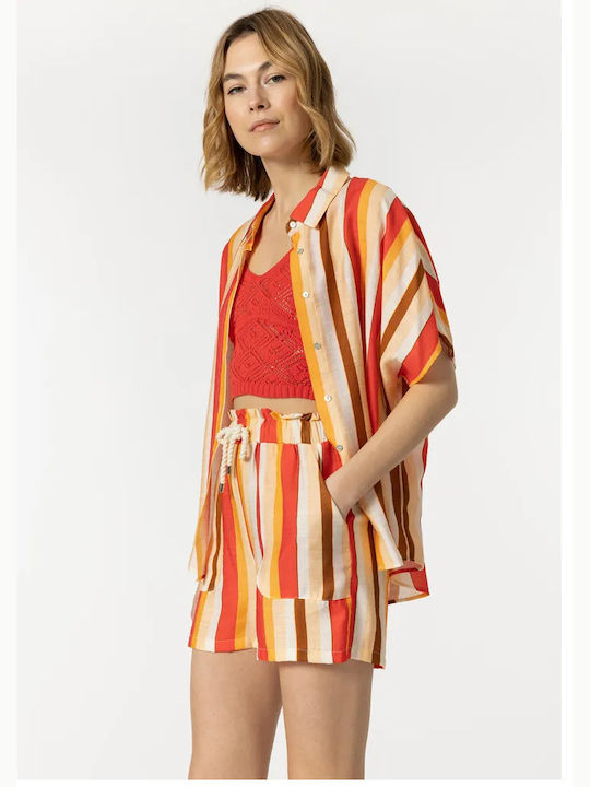 Tiffosi Women's Striped Long Sleeve Shirt Orange