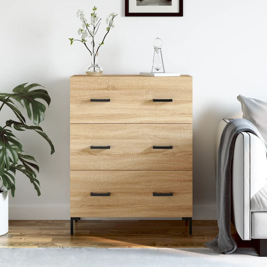 Wooden Chest of Drawers with 3 Drawers 69.5x34x90cm
