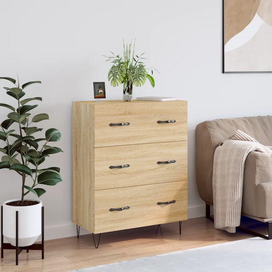 Wooden Chest of Drawers with 3 Drawers 69.5x34x90cm