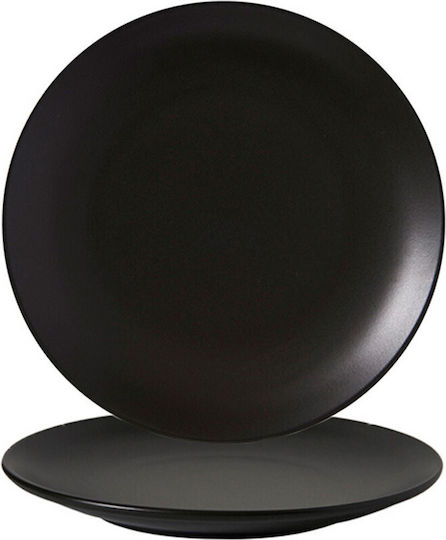 Güral Porselen Bodrum Plate Shallow made of Porcelain Matt Black with Diameter 17cm