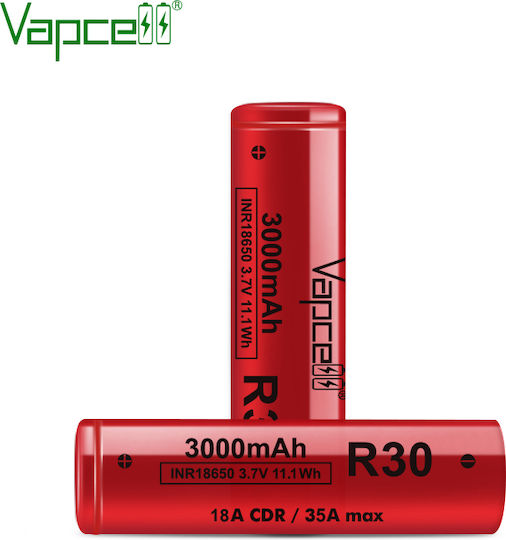 Vapcell R30 Επαναφορτιζόμενες Μπαταρίες 18650 Li-ion 3000mAh 3.7V 2τμχ