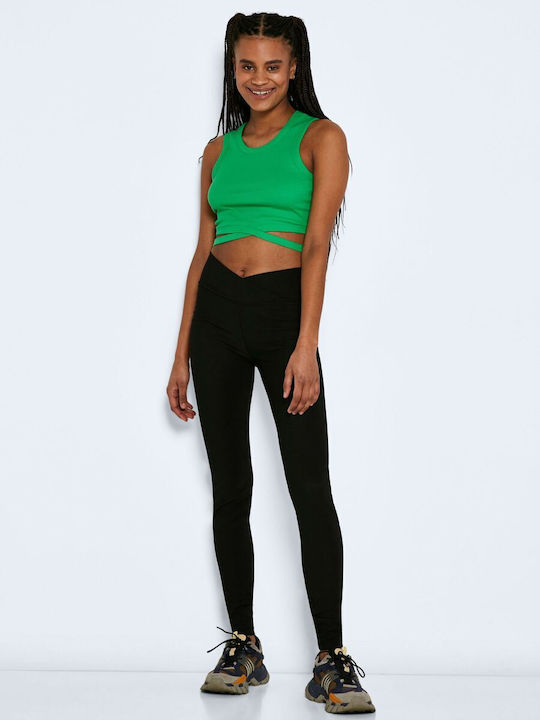 Noisy May Damen Sommer Crop Top Baumwolle Ärmellos Grün