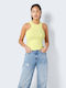 Damen Sommer Bluse Baumwolle Ärmellos mit Neckholder Gelb