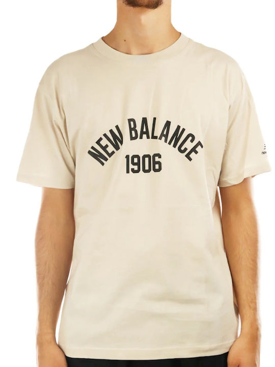 New Balance Essentials Ανδρικό T-shirt Κοντομάνικο Μπεζ