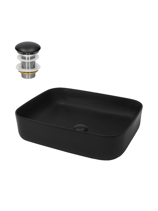 ML-Design Aufgesetztes Waschbecken Keramik 51x40.5x13.5cm Schwarz