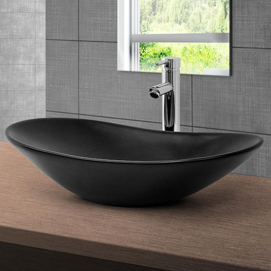 ML-Design Επικαθήμενος Νιπτήρας Κεραμικός 63x36x15.5cm Μαύρος ML-Design Επικαθήμενος Νιπτήρας Κεραμικός 63x36x15.5cm Μαύρος