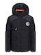 Kids' Quilted Jacket Short Windproof with Hood Black