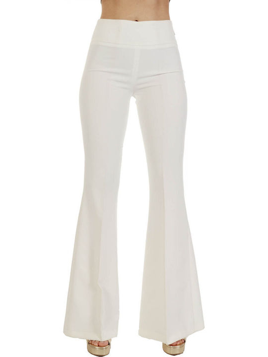 Women's Fabric Trousers Flared White