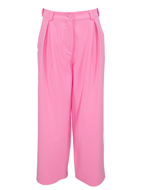 C-Throu Damen Hoch tailliert Stoff Hose Rosa