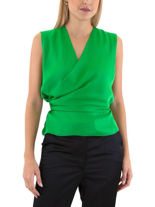 Twenty 29 Women's Blouse Sleeveless with V Neckline Green