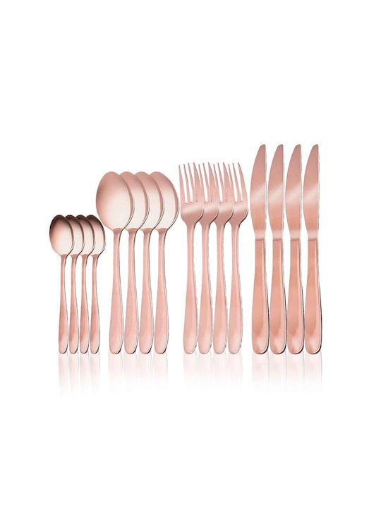 Bakaji 16-Piece Stainless Steel 18/10 Copper Cutlery Set