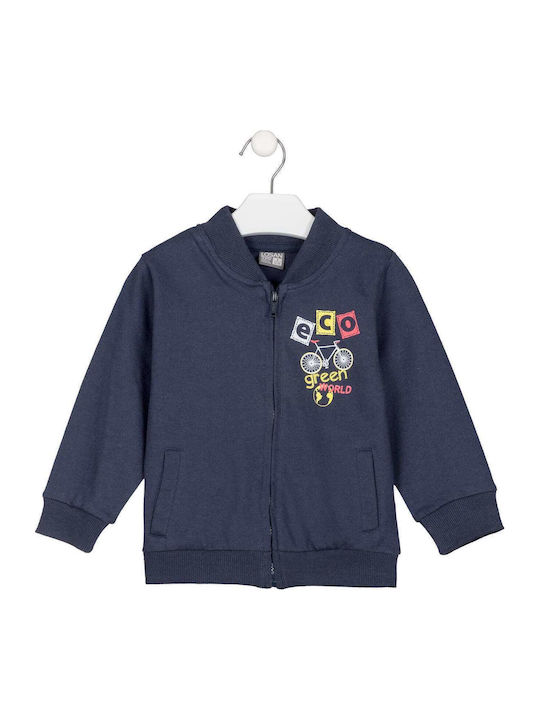 Kids Sweatshirt Cardigan with Hood Navy Blue