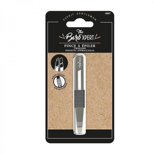 The Barb' Xpert Eyebrow Tweezer with Curved Tip Silver