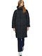 Peppercorn Women's Long Puffer Jacket for Spring or Autumn with Detachable Hood Black