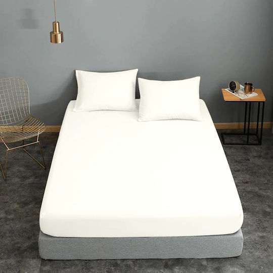 Le Blanc Чаршаф Кралица с Ластик 170x200+22см. Cotton Line Бял