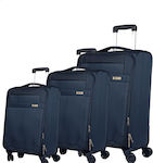 Cardinal 3400 Travel Suitcases Fabric Navy Blue with 4 Wheels Set of 3pcs